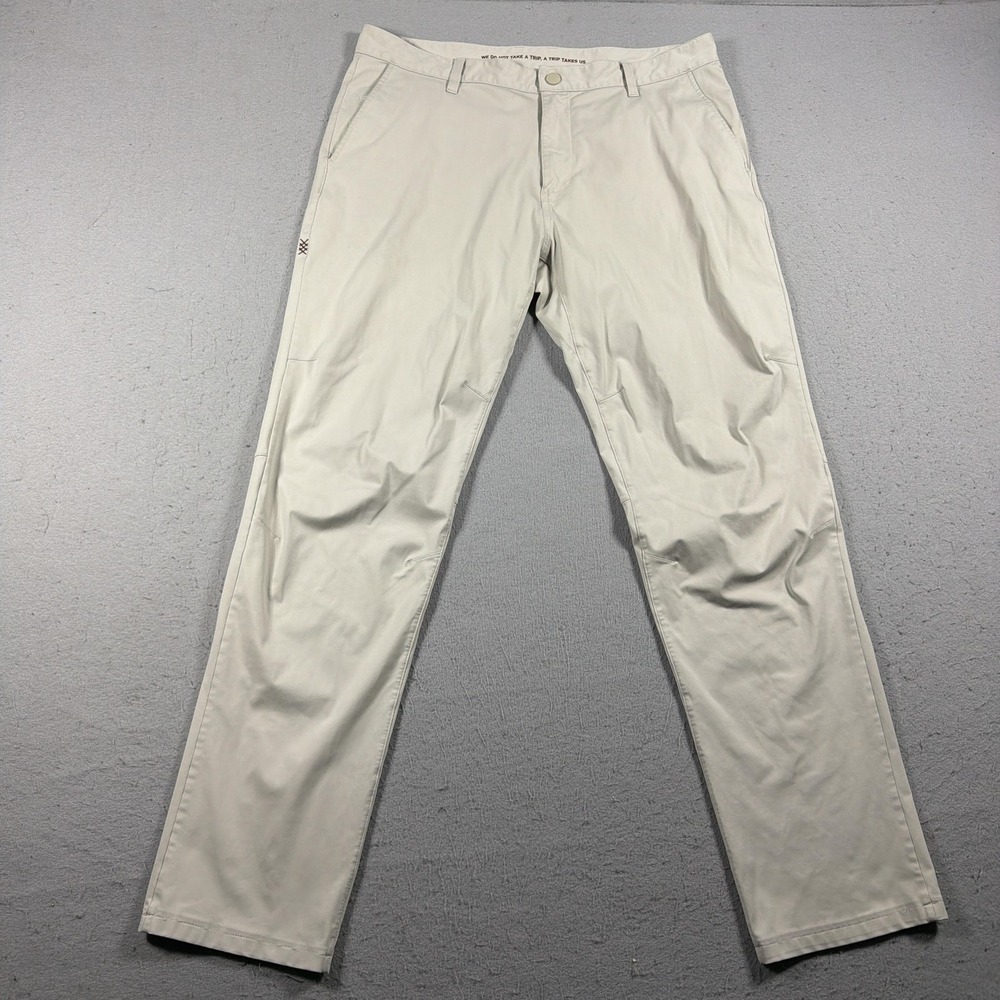 Rhone Pants Mens 33x30 Beige Slim Fit Travel Chino Stretch Lightweight Tech